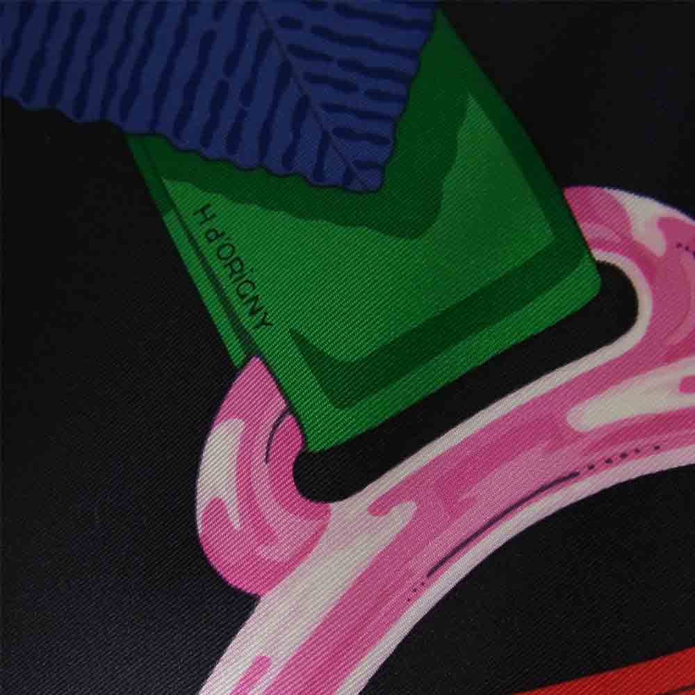 HERMES エルメス 18AW 国内正規品 カレ90 Grand Manege Detail グラン マネージュ デタイユ シルク スカーフ ブラック系 90cm【極上美品】【中古】