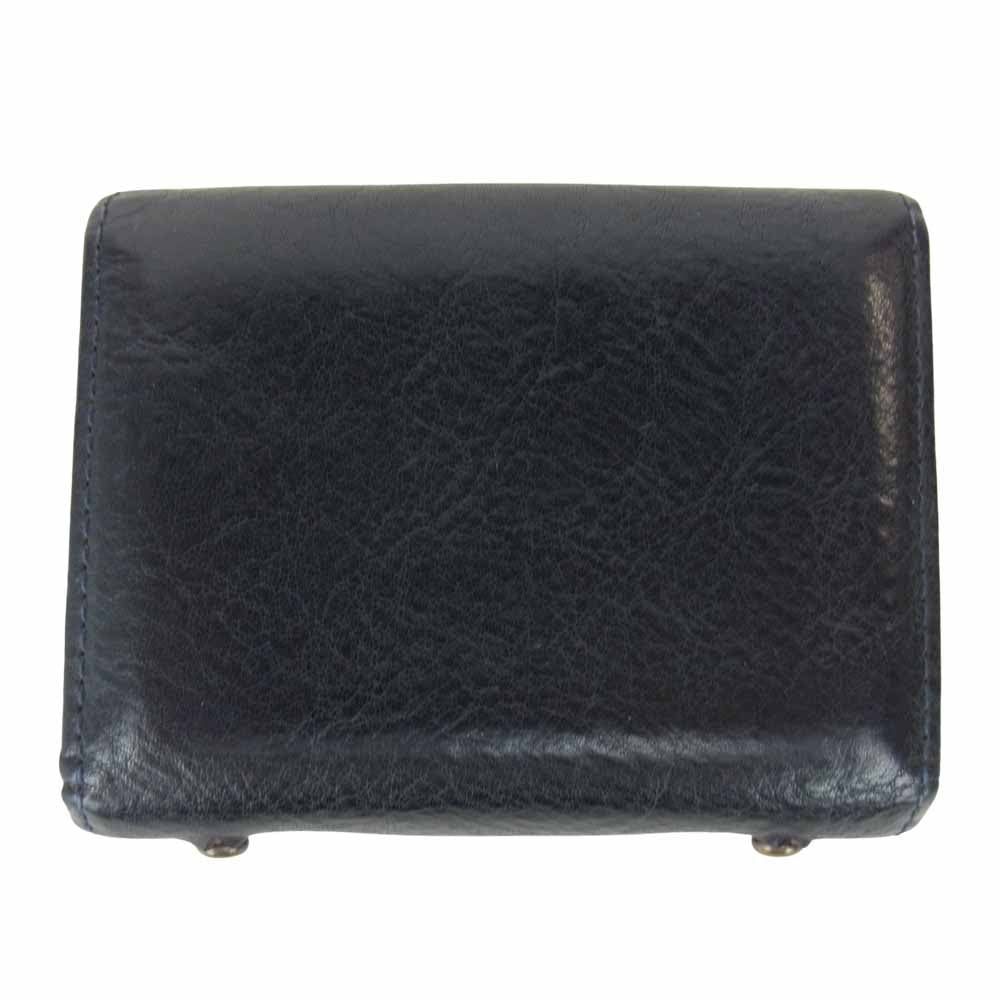 エムピウ millefoglie ミッレフォッリエ  ミニ 二つ折り財布 ネイビー【中古】