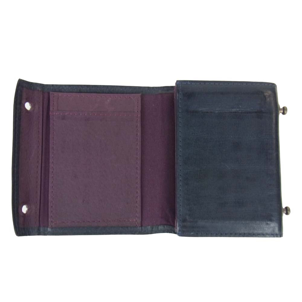 エムピウ millefoglie ミッレフォッリエ  ミニ 二つ折り財布 ネイビー【中古】
