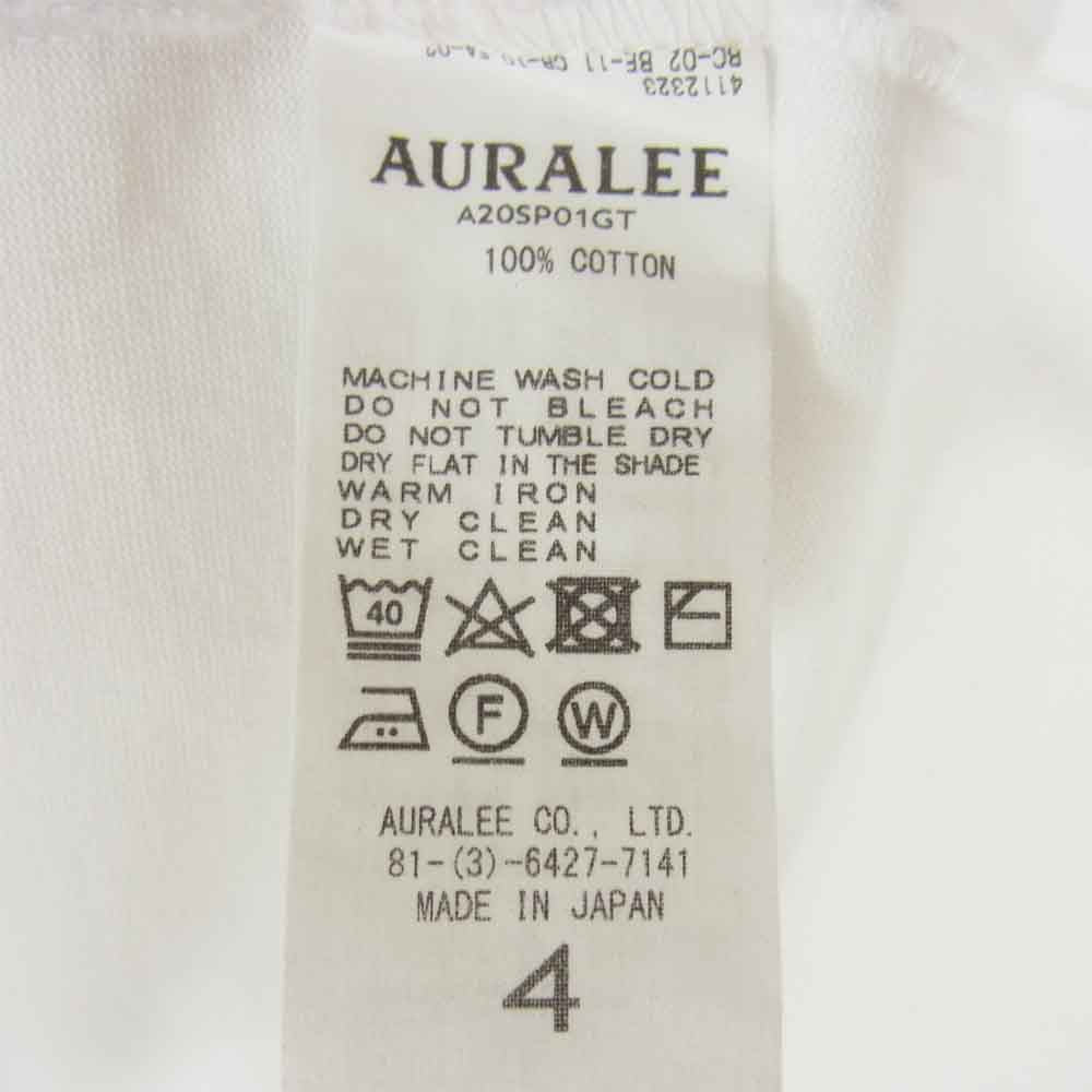 AURALEE オーラリー 20SS A20SP01GT LUSTER PLAITING L/S TEE ラスター プレーティング ロングスリーブ 長袖 Tシャツ ホワイト系 4【美品】【中古】