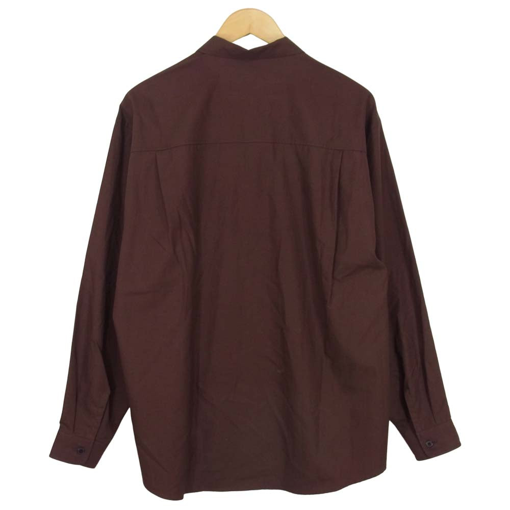 AURALEE オーラリー ２１AW A00S03TN WASHED FINX TWILL BIG SHIRTS ツイル ビッグ 長袖 シャツ ワインレッド系 4【美品】【中古】