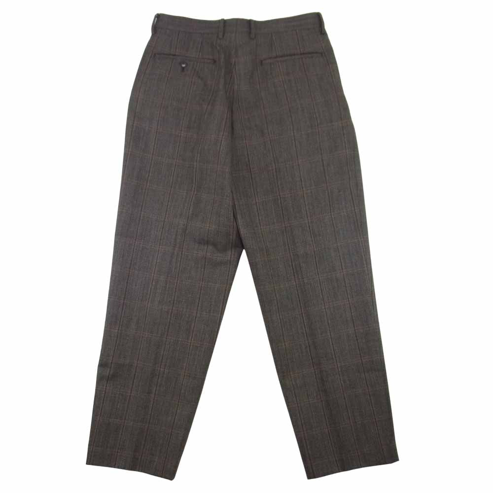 AURALEE オーラリー ２１AW A21AP02CB BLUEFACED WOOL CHECK WIDE SLACKS BROWN CHECK ウール チェック ワイド スラックス グレー系 4【美品】【中古】