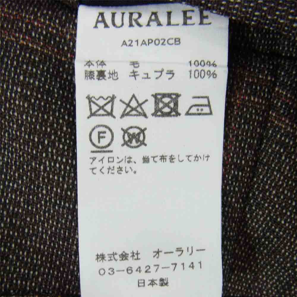 AURALEE オーラリー ２１AW A21AP02CB BLUEFACED WOOL CHECK WIDE SLACKS BROWN CHECK ウール チェック ワイド スラックス グレー系 4【美品】【中古】