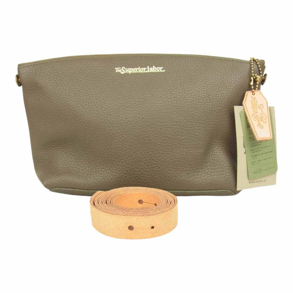 NATAL DESIGN ネイタルデザイン BT-011 × THE SUPERIOR LABOR LEATHER POUCH ショルダーバッグ クラッチバッグ カーキ系【新古品】【未使用】【中古】