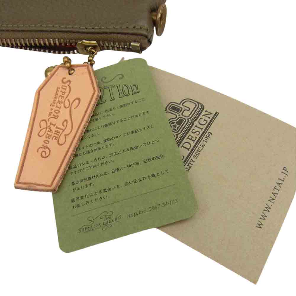 NATAL DESIGN ネイタルデザイン BT-011 × THE SUPERIOR LABOR LEATHER POUCH ショルダーバッグ クラッチバッグ カーキ系【新古品】【未使用】【中古】
