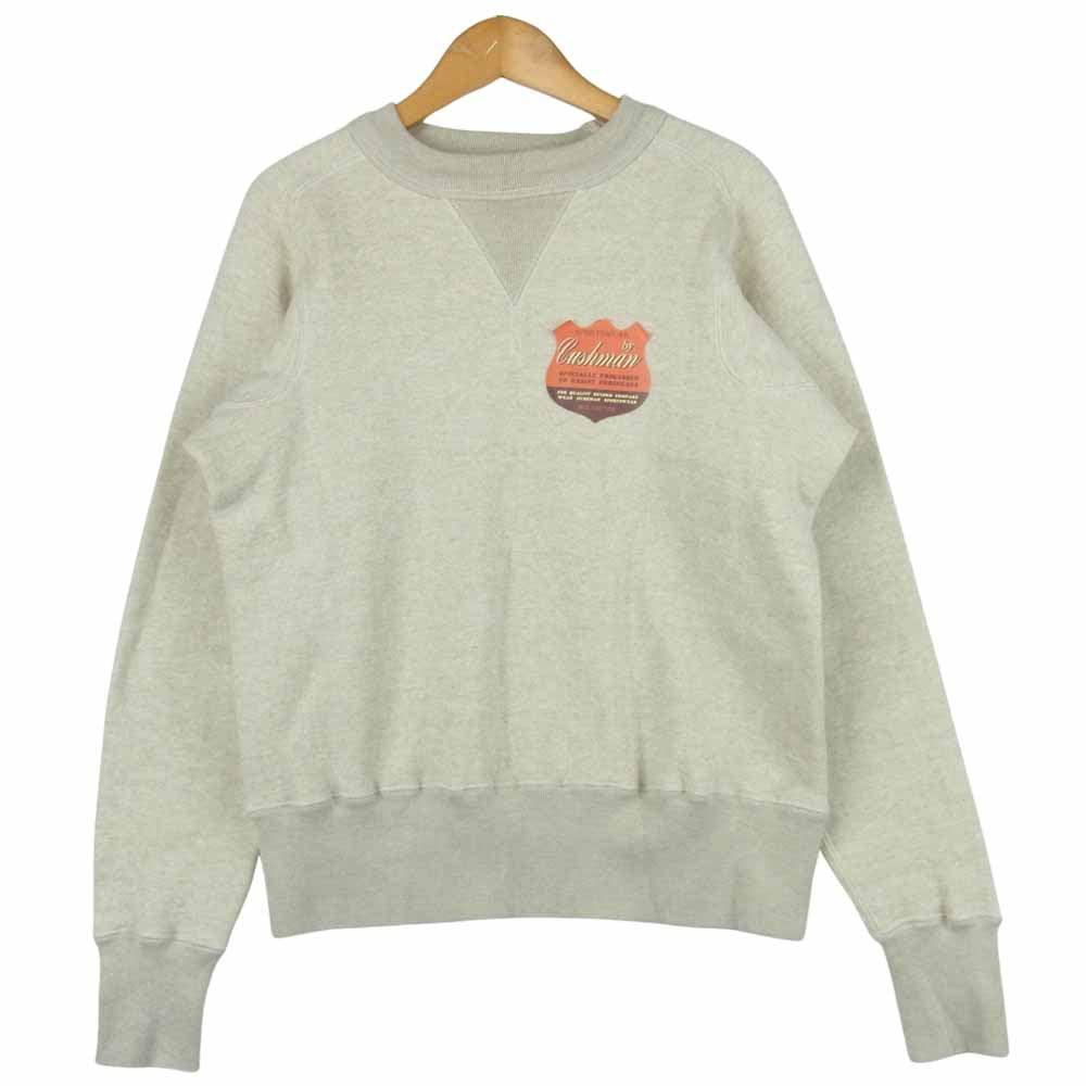 CUSHMAN クッシュマン コットン クルーネック スウェット アメリカ製 グレイッシュベージュ系 S【中古】