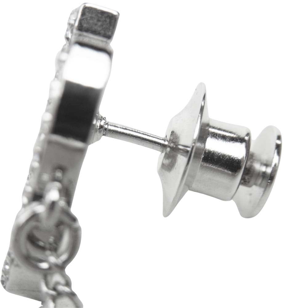 CHANEL シャネル ラインストーン  ココマーク ロゴ チェーン ブローチ シルバー系【中古】