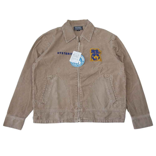 HYSTERIC GLAMOUR ヒステリックグラマー 02213AH04 HYSTERIC YOUTH 刺繍 カレッジ シャツ ジャケット ライトブラウン系 L【新古品】【未使用】【中古】