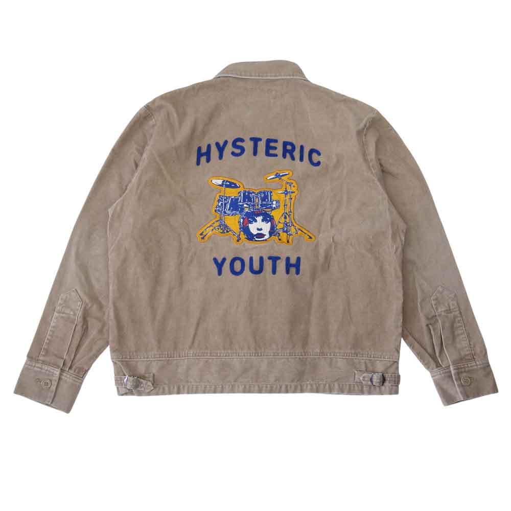 HYSTERIC GLAMOUR ヒステリックグラマー 02213AH04 HYSTERIC YOUTH 刺繍 カレッジ シャツ ジャケット ライトブラウン系 L【新古品】【未使用】【中古】