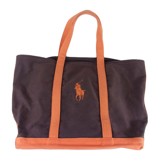 POLO RALPH LAUREN ポロ・ラルフローレン ポニー刺繍 キャンバス トートバッグ ブラウン系【中古】