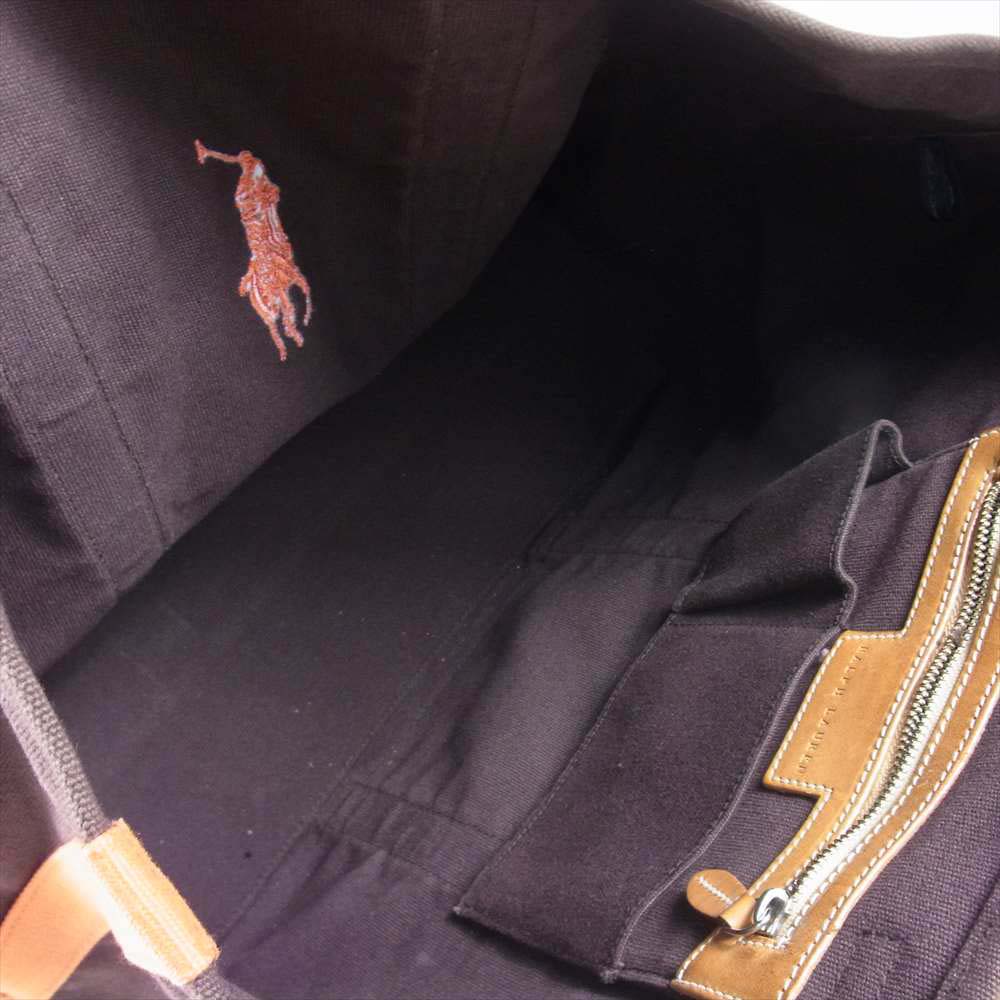 POLO RALPH LAUREN ポロ・ラルフローレン ポニー刺繍 キャンバス トートバッグ ブラウン系【中古】