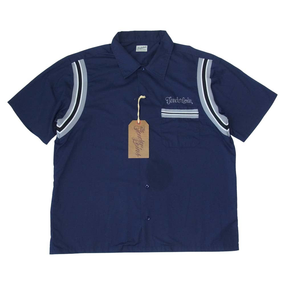 TENDERLOIN テンダーロイン T-BOWLS SHT S/S バックロゴ 半袖 ボーリング シャツ ネイビー系 M【中古】