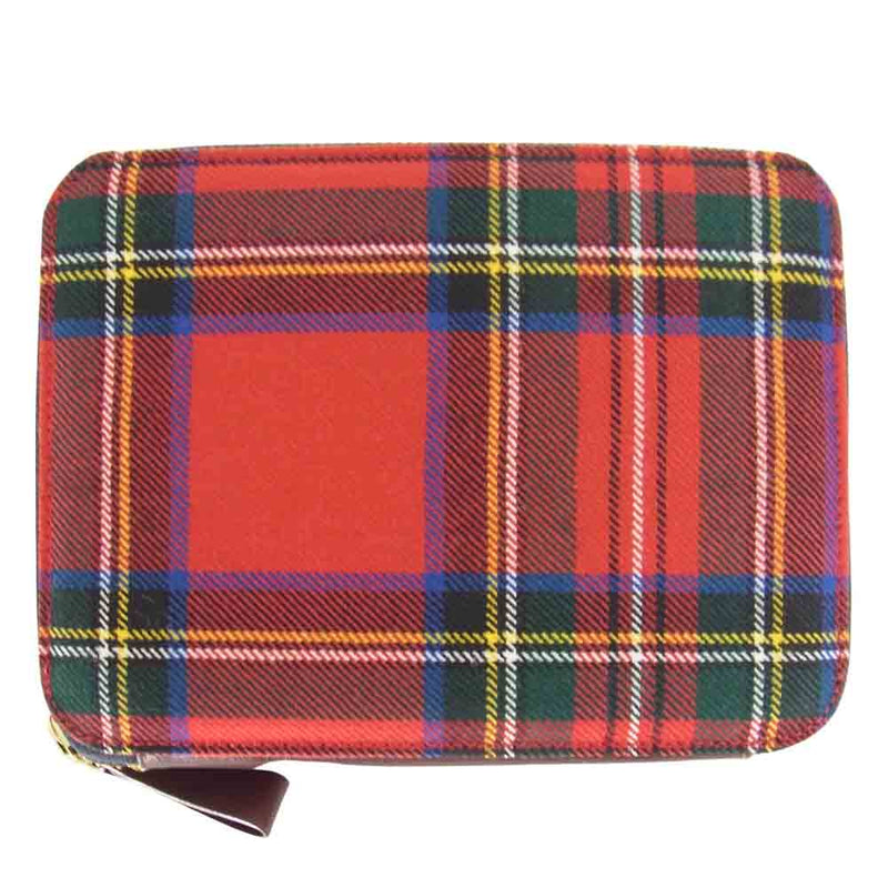 LOCHCARRON ロキャロン タータンチェック ラウンドジップ 手帳カバー レッド系【極上美品】【中古】