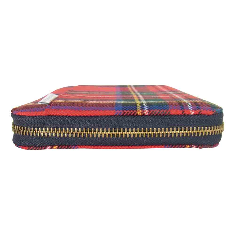 LOCHCARRON ロキャロン タータンチェック ラウンドジップ 手帳カバー レッド系【極上美品】【中古】