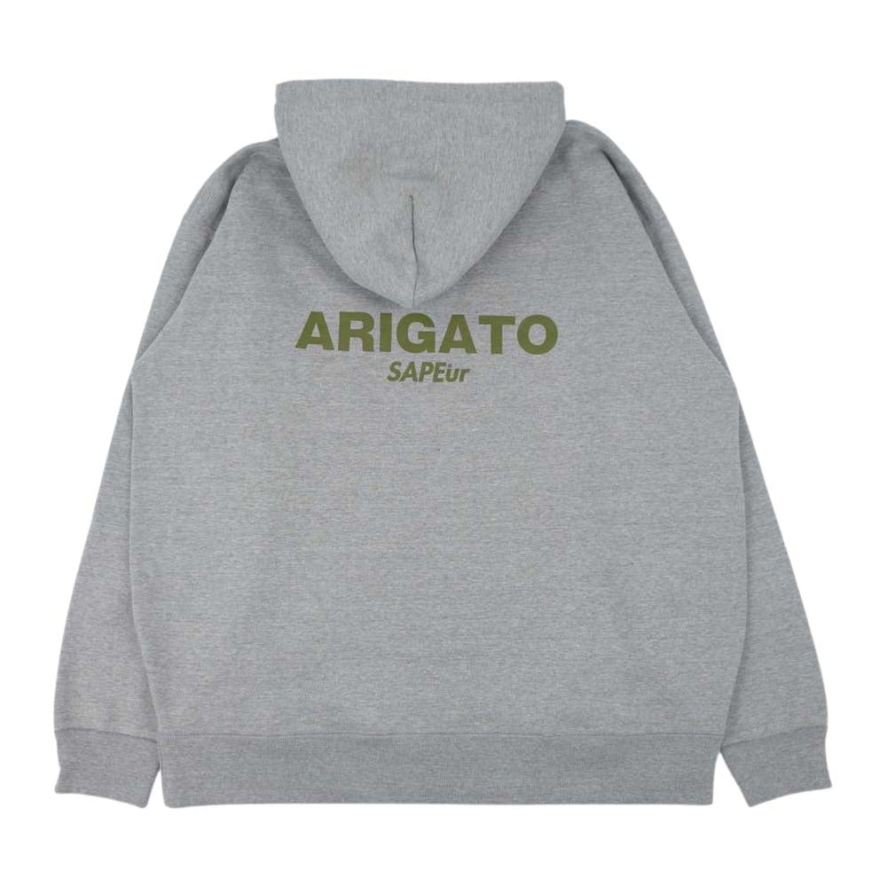 サプール ARIGATO ロゴ 迷彩 パーカー グレー系 XXL【美品】【中古】