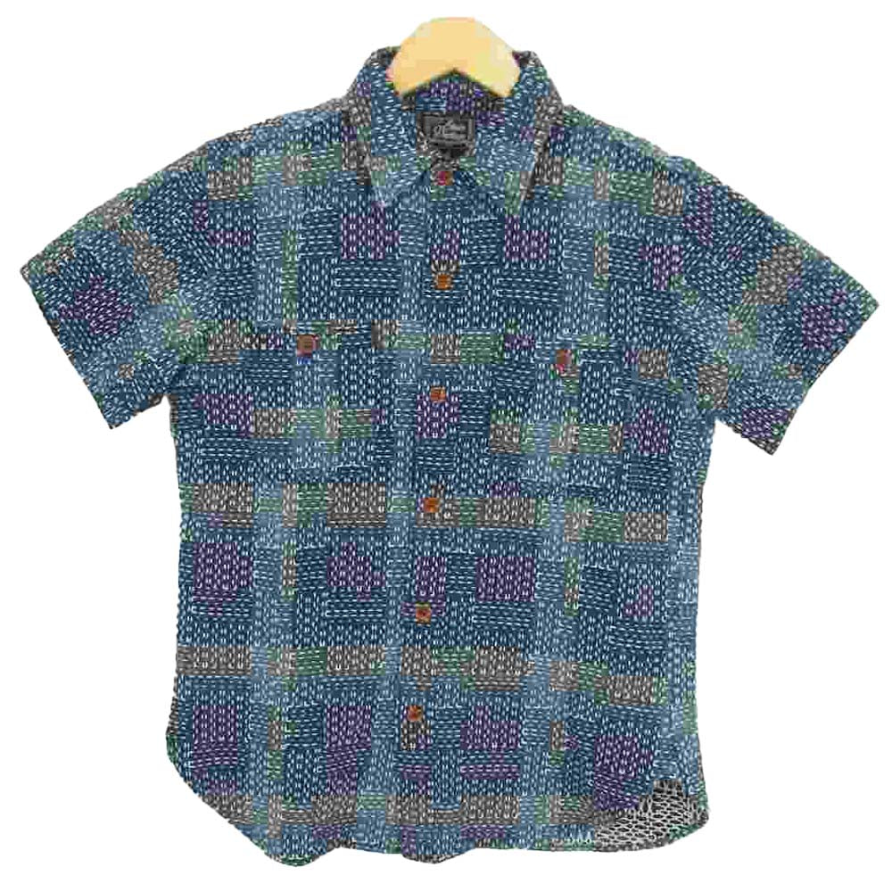 STUDIO D’ARTISAN ステュディオダルチザン 5657 NORAGI SASHIKO 野良着刺し子 半袖 シャツ マルチカラー系 38【中古】
