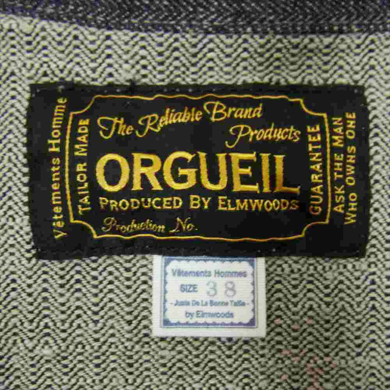 ORGUEIL オルゲイユ OR-4194B French coveralls フレンチ カバー オール ヘリンボーン ジャケット インディゴブルー系 38【美品】【中古】