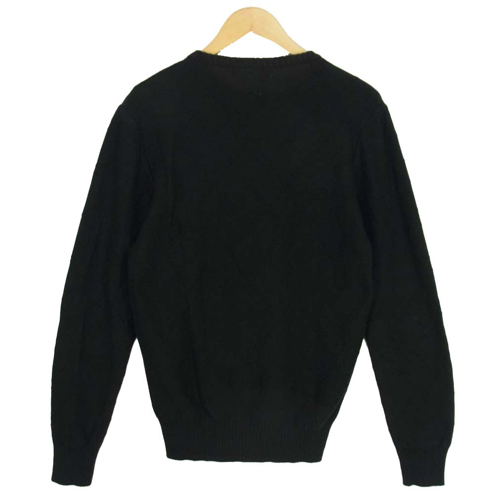 RAF SIMONS ラフシモンズ アーカイブ ベルギー製 アーガイル コットン Vネック ニット ブラック系 48【中古】