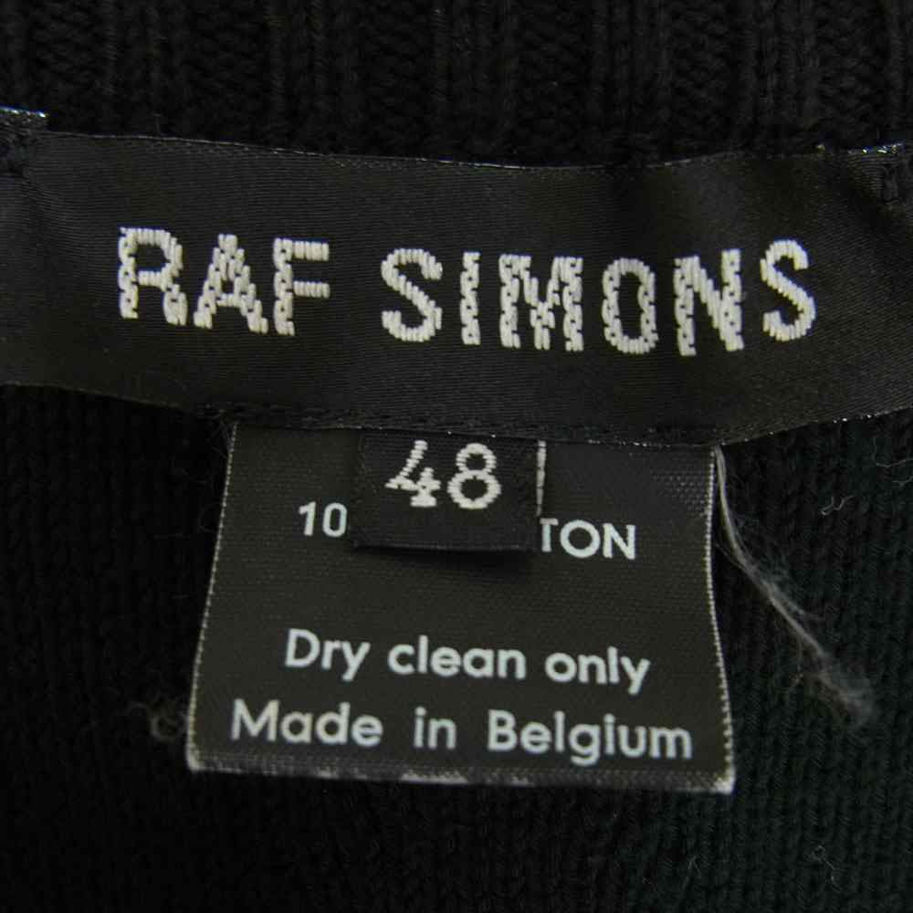 RAF SIMONS ラフシモンズ アーカイブ ベルギー製 アーガイル コットン Vネック ニット ブラック系 48【中古】