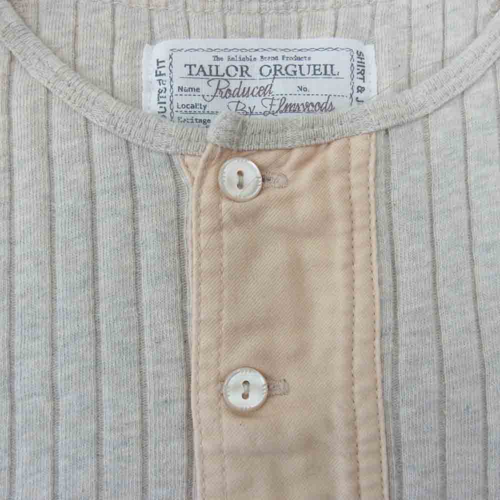 ORGUEIL オルゲイユ Henry Tshirt ヘンリー ネック ベージュ系【美品】【中古】