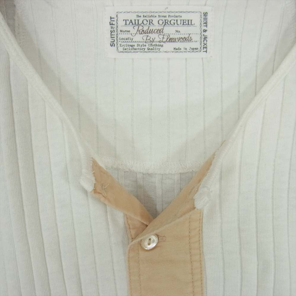 ORGUEIL オルゲイユ Henry Tshirt ヘンリー ネック ホワイト系【美品】【中古】