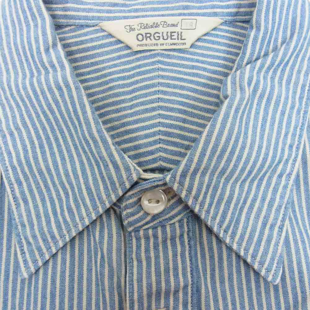 ORGUEIL オルゲイユ OR-5054A Short Sleeve Work ショート スリーブ ワーク ブルー系 オフホワイト系 38【美品】【中古】