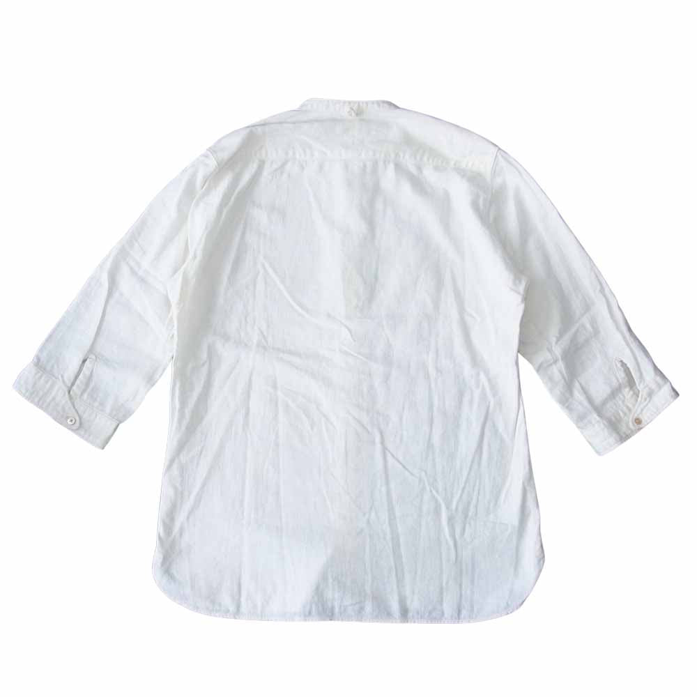 ORGUEIL オルゲイユ OR-5049 Linen shirt リネン 七分 袖 バンドカラー オフホワイト系 36【美品】【中古】