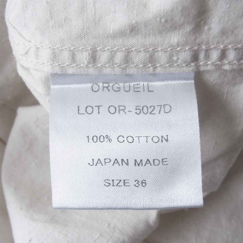 ORGUEIL オルゲイユ OR-5027D Shawl Coller Shirt シヨール カラー 6分袖 オフホワイト系 36【美品】【中古】