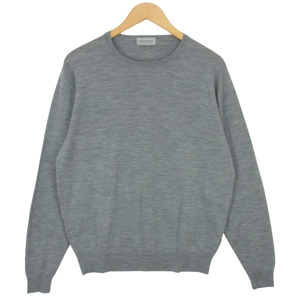 JOHN SMEDLEY ジョンスメドレー クルーネック ウール ニット セーター グレー系 L【中古】