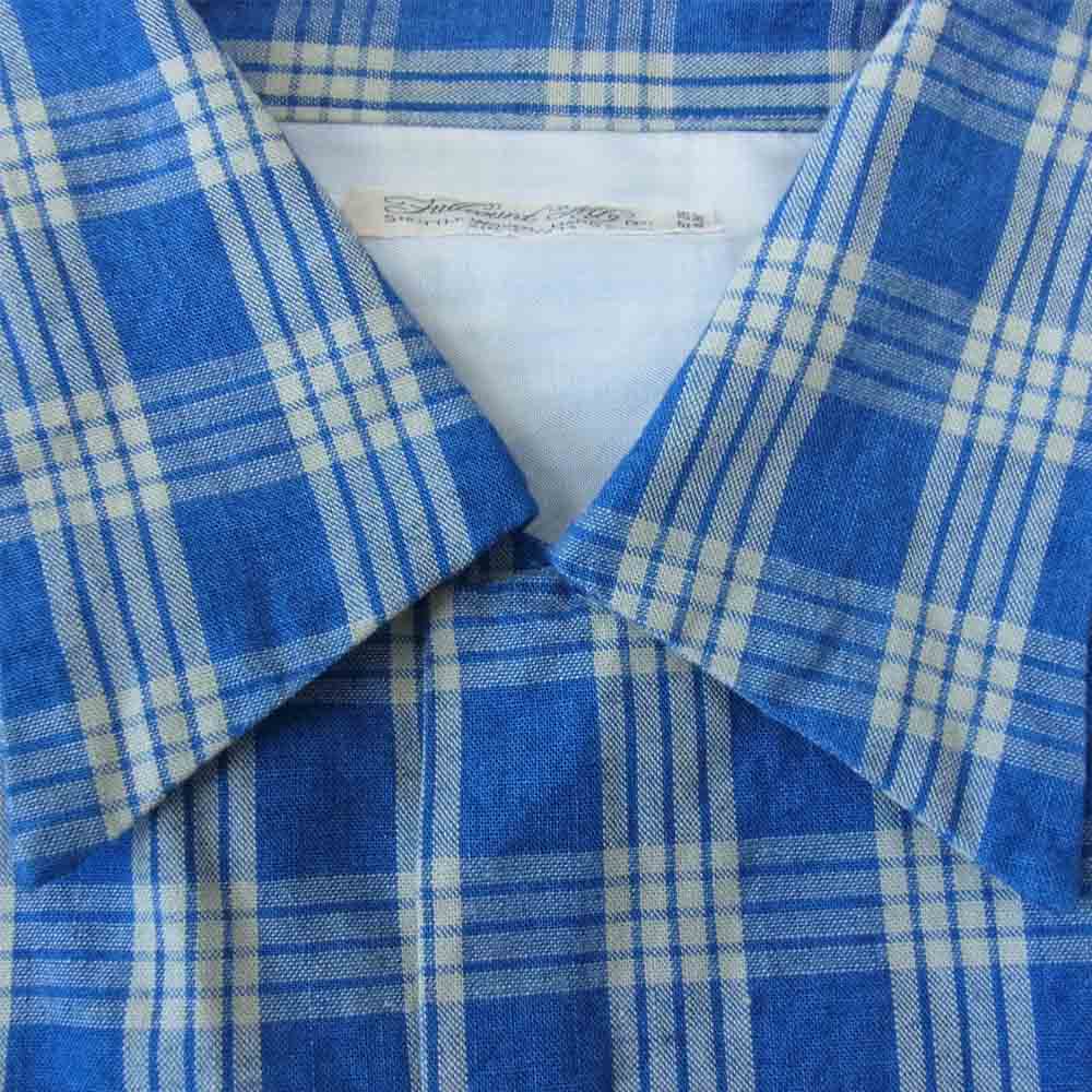FULLCOUNT フルカウント 4034 INDIGO PALAKA CHECK OPEN COLLAR SHIRT パラカ チェック オープンカラー 開襟 シャツ ブルー系 42【中古】