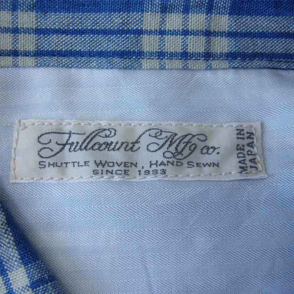 FULLCOUNT フルカウント 4034 INDIGO PALAKA CHECK OPEN COLLAR SHIRT パラカ チェック オープンカラー 開襟 シャツ ブルー系 42【中古】