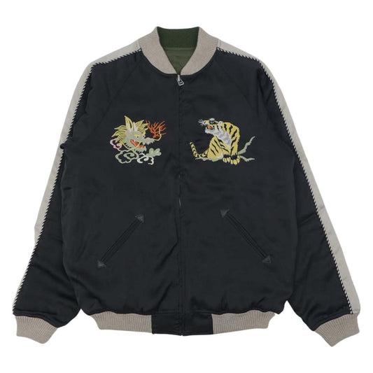 FULLCOUNT フルカウント 2874 SOUVENIR JACKET SKA JAN リバーシブル スーベニア ジャケット スカジャン ブラック系 カーキ系 42【中古】