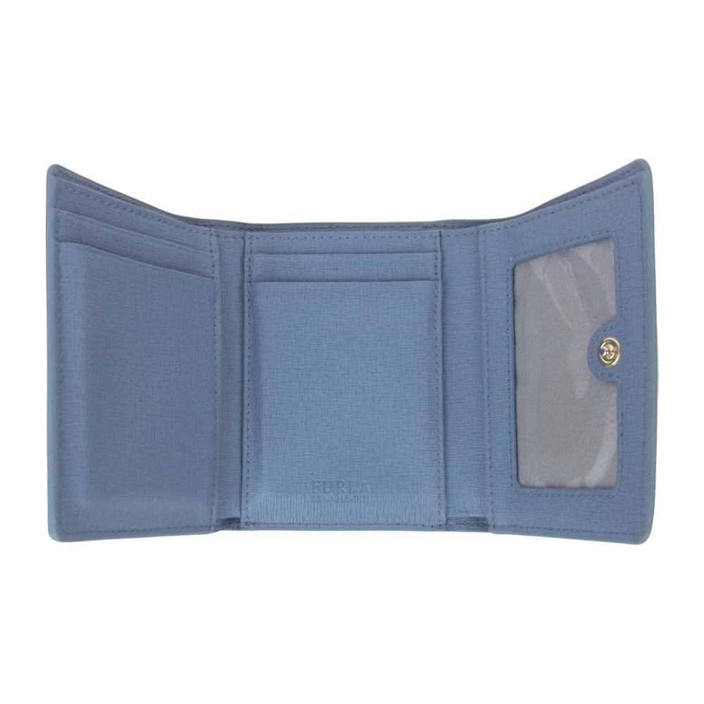 Furla フルラ 三つ折財布 ライトブルー系【中古】
