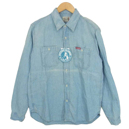 HYSTERIC GLAMOUR ヒステリックグラマー 21SS 02211AH11 DO ANYTHING 長袖 ワーク シャツ ライトブルー系 S【中古】