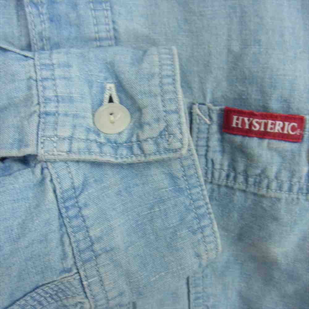 HYSTERIC GLAMOUR ヒステリックグラマー 21SS 02211AH11 DO ANYTHING 長袖 ワーク シャツ ライトブルー系 S【中古】