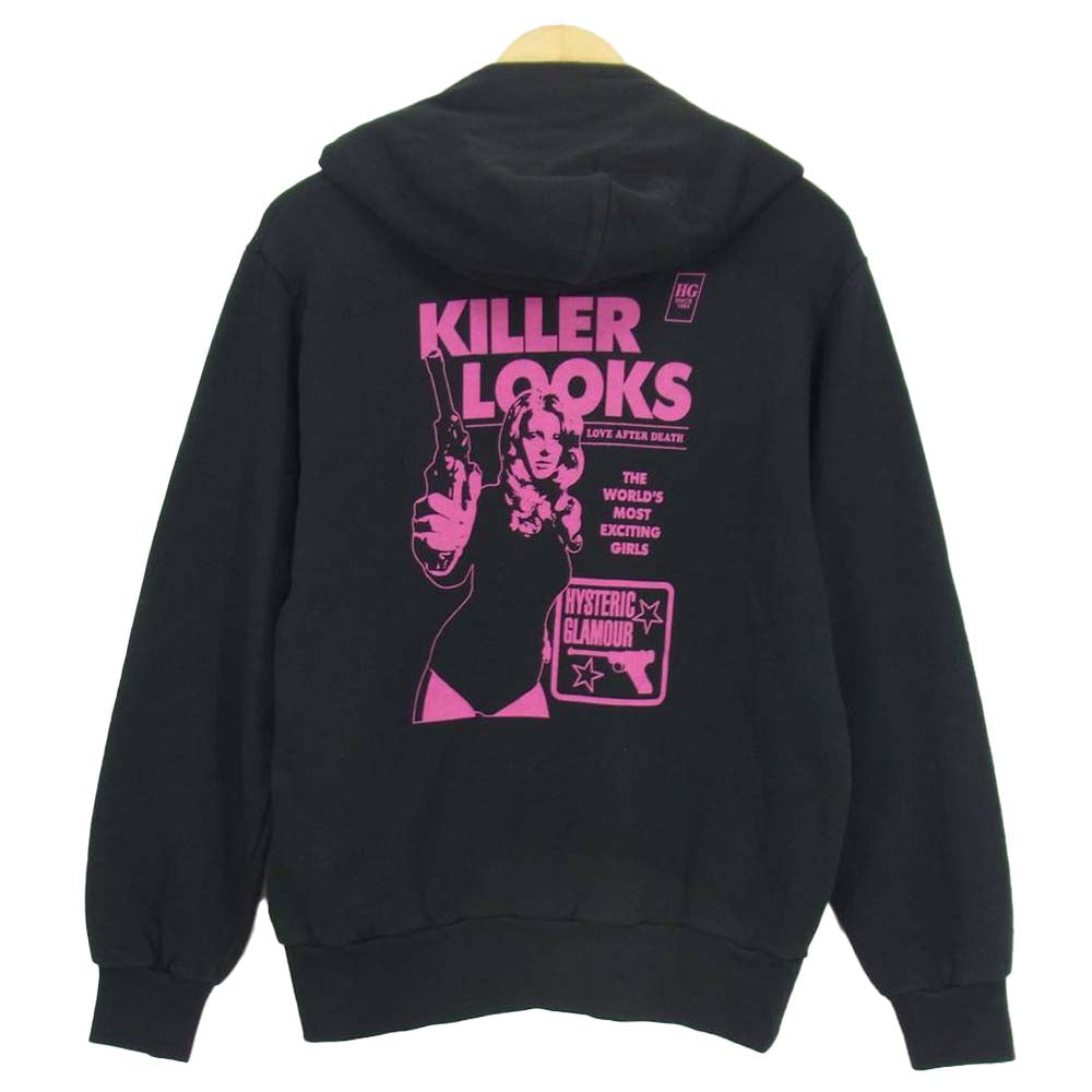 HYSTERIC GLAMOUR ヒステリックグラマー 02201CF11 KILLER LOOKS キラー ルックス ジップアップ パーカー ブラック系 M【極上美品】【中古】