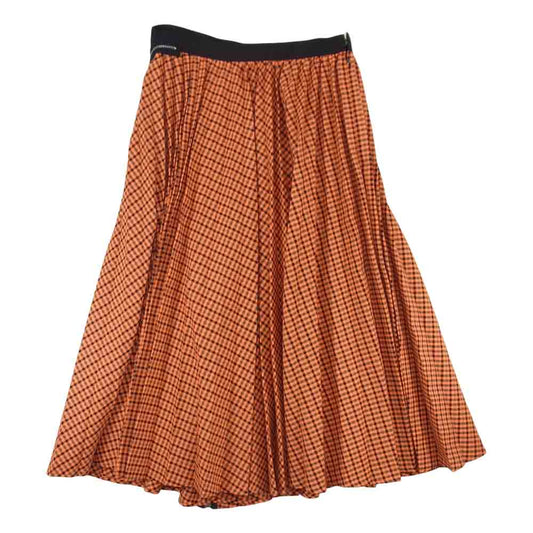 Sacai サカイ 19AW 19-04598 Zip Detail Pleated Skirt ロング プリーツ チェック スカート オレンジ系 2【美品】【中古】