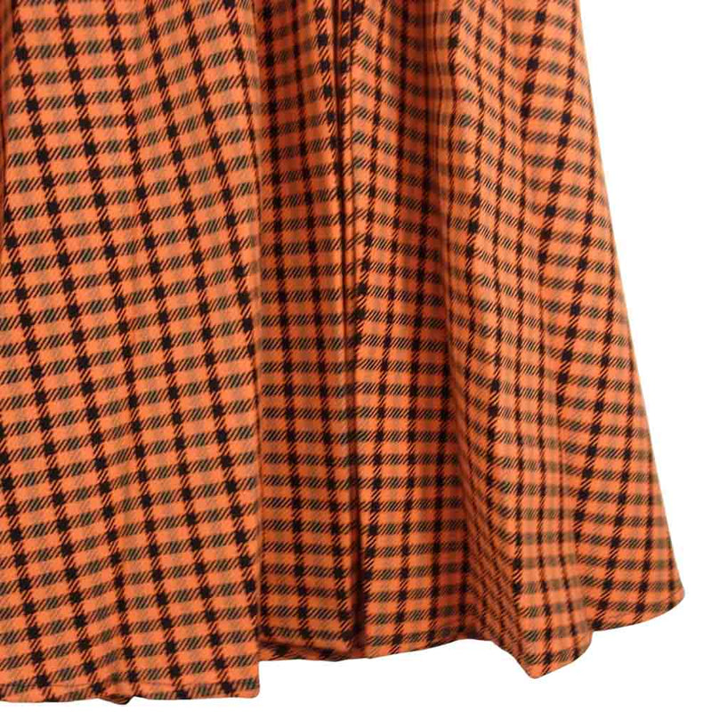 Sacai サカイ 19AW 19-04598 Zip Detail Pleated Skirt ロング プリーツ チェック スカート オレンジ系 2【美品】【中古】