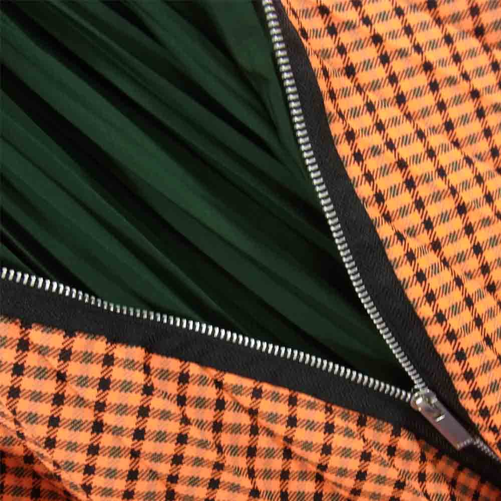 Sacai サカイ 19AW 19-04598 Zip Detail Pleated Skirt ロング プリーツ チェック スカート オレンジ系 2【美品】【中古】