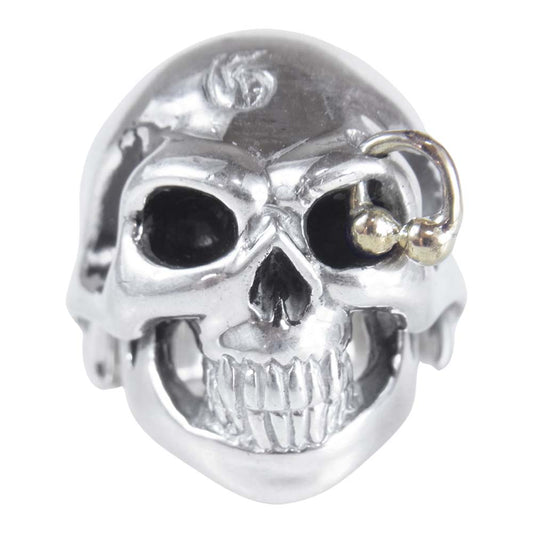 ギローム R-008 ゴールデン アイ スカル サード バージョン リング シルバー系 22号程度【中古】