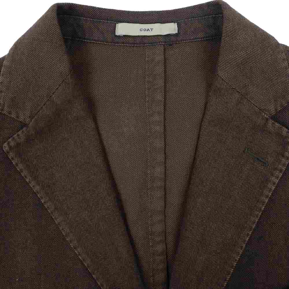 BOGLIOLI ボリオリ 国内正規品 COAT コットン ヘリンボーン 3B テーラード ジャケット ブラウン系 48【中古】