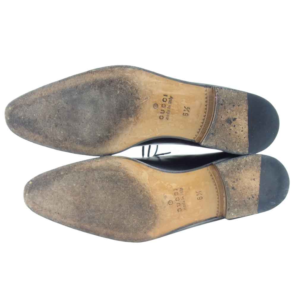 GUCCI グッチ イタリア製 内羽根 プレーントゥ シューズ ブラック系【中古】