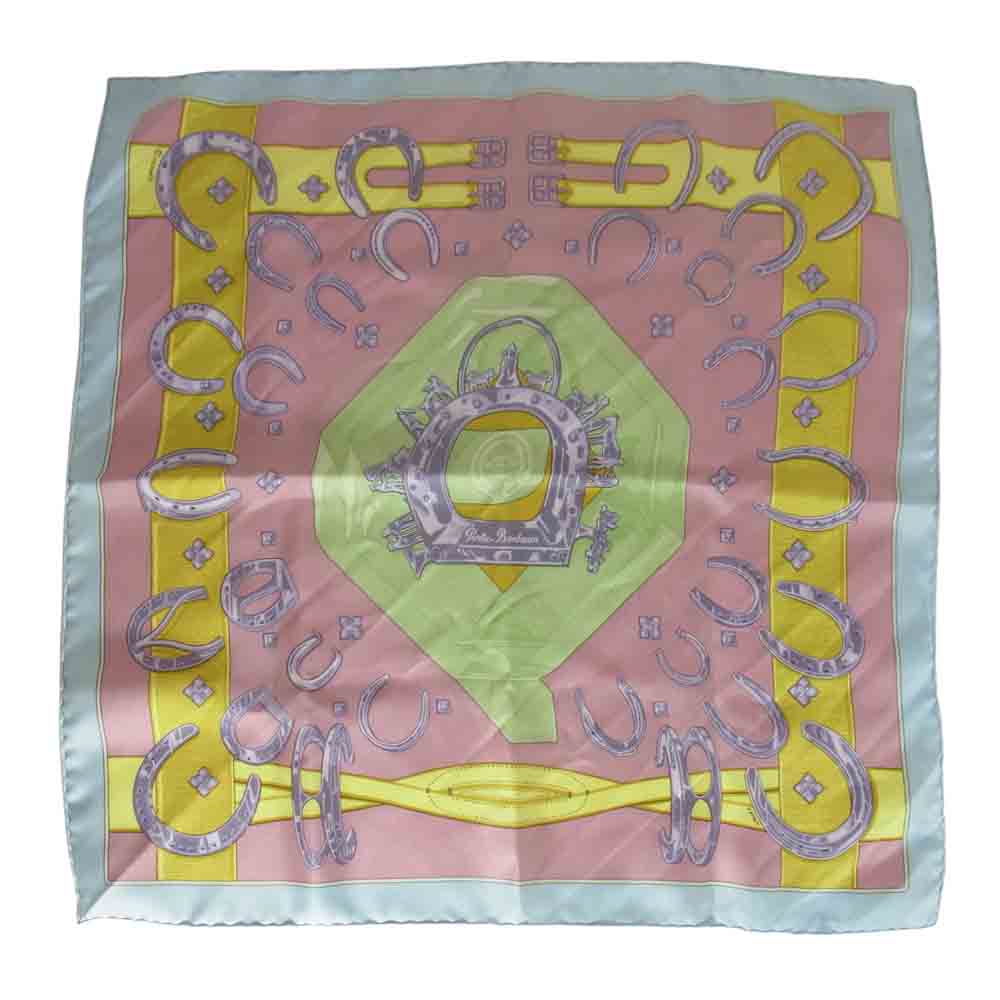 HERMES エルメス カレ 40 馬具 シルク スカーフ ピンク系【中古】