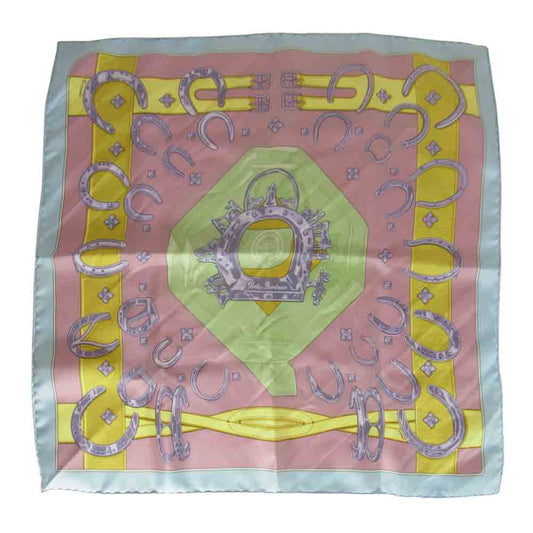 HERMES エルメス カレ 40 馬具 シルク スカーフ ピンク系【中古】