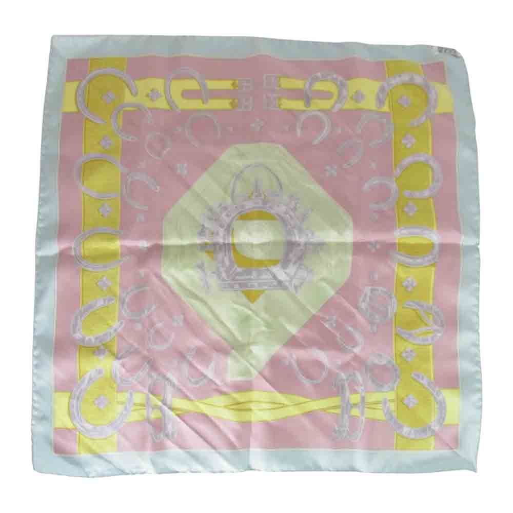 HERMES エルメス カレ 40 馬具 シルク スカーフ ピンク系【中古】