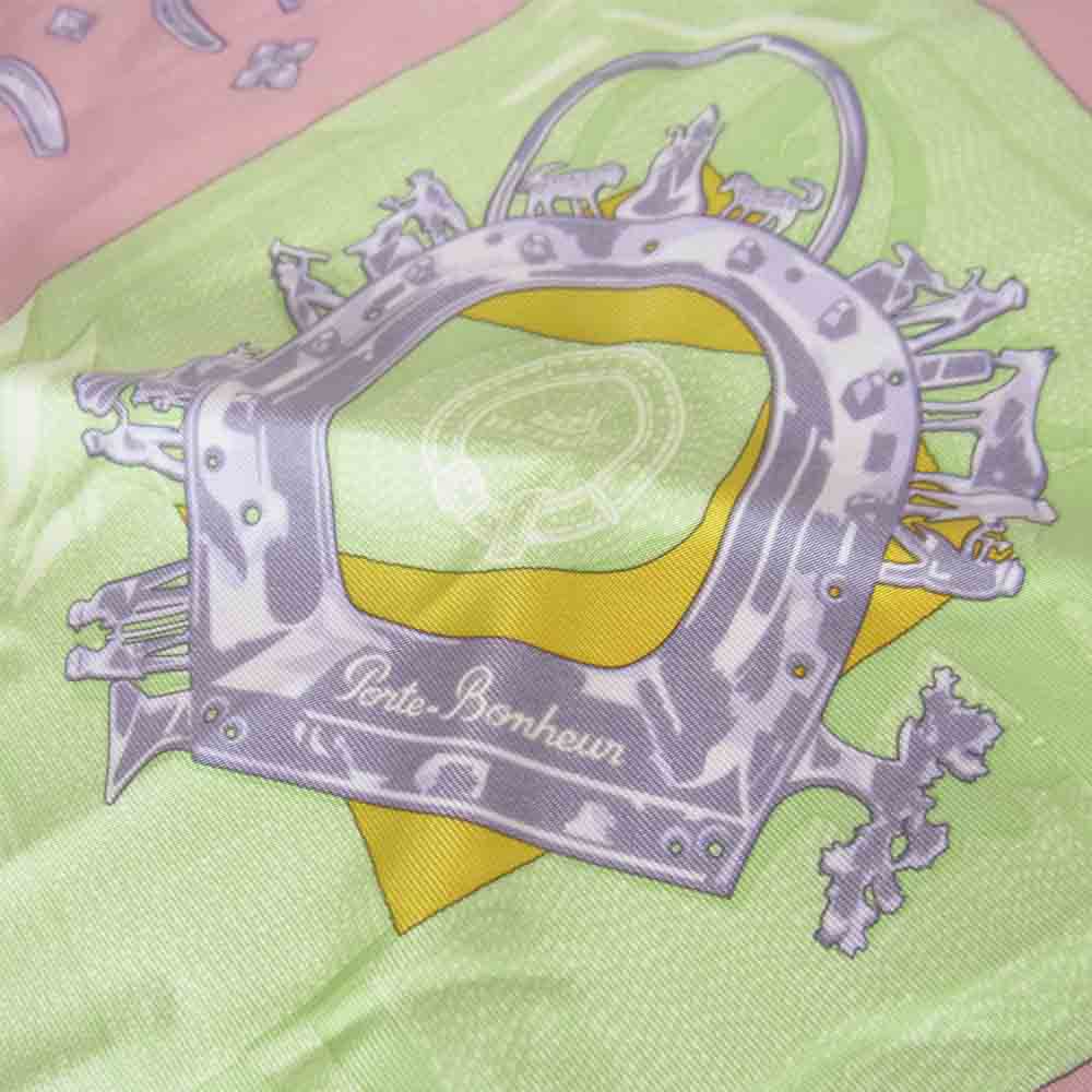 HERMES エルメス カレ 40 馬具 シルク スカーフ ピンク系【中古】