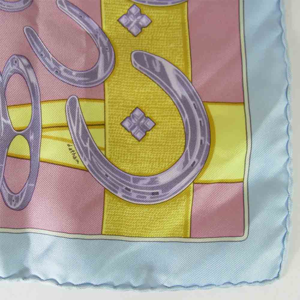 HERMES エルメス カレ 40 馬具 シルク スカーフ ピンク系【中古】