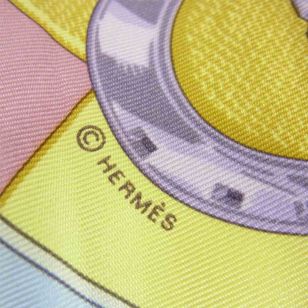 HERMES エルメス カレ 40 馬具 シルク スカーフ ピンク系【中古】
