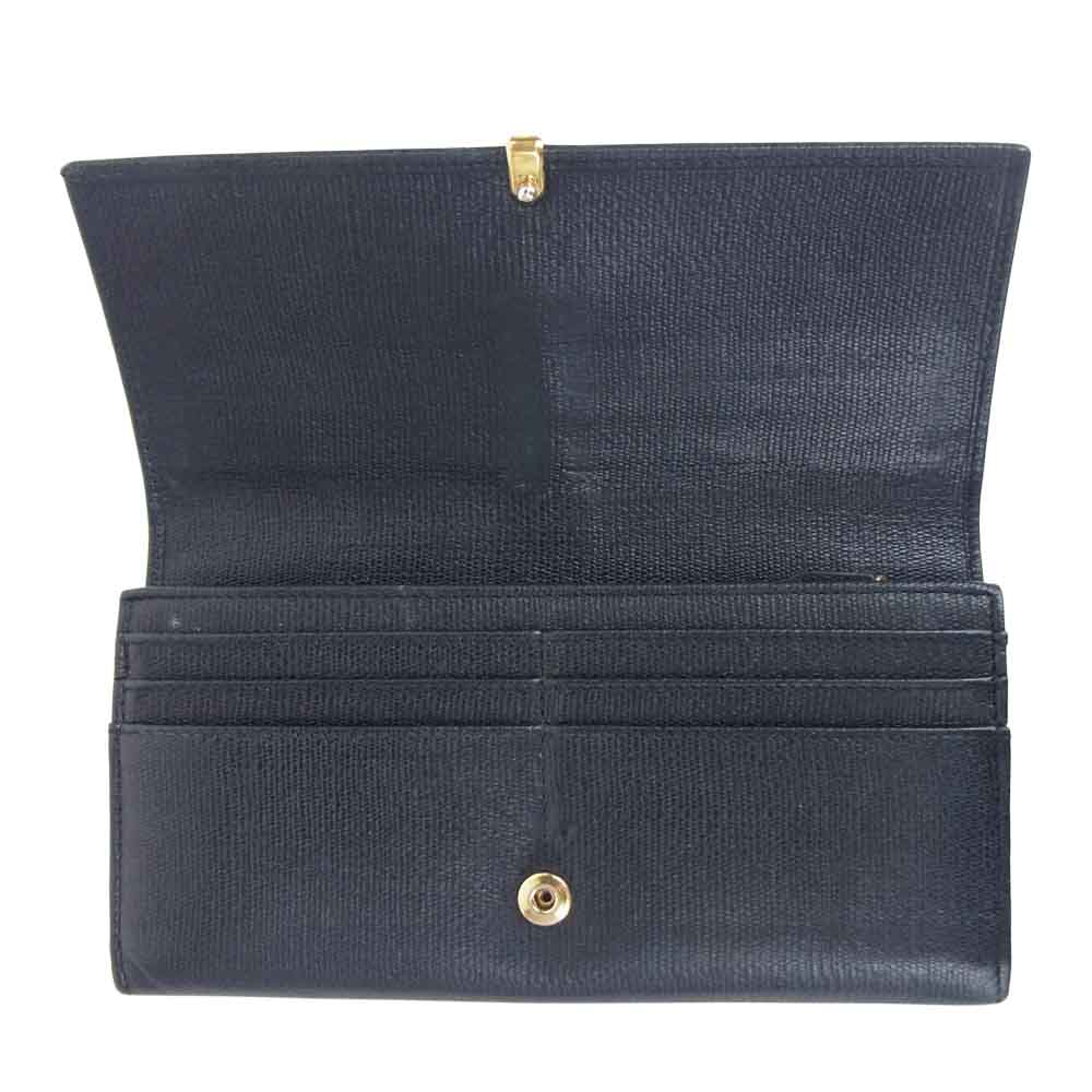 YVES SAINT LAURENT イヴサンローラン 241175 シープスキン 長財布 ウォレット ブラック系【中古】