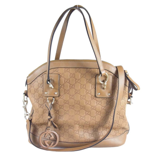 GUCCI グッチ 297279 GG レザー ハンドバッグ ブラウン系【中古】